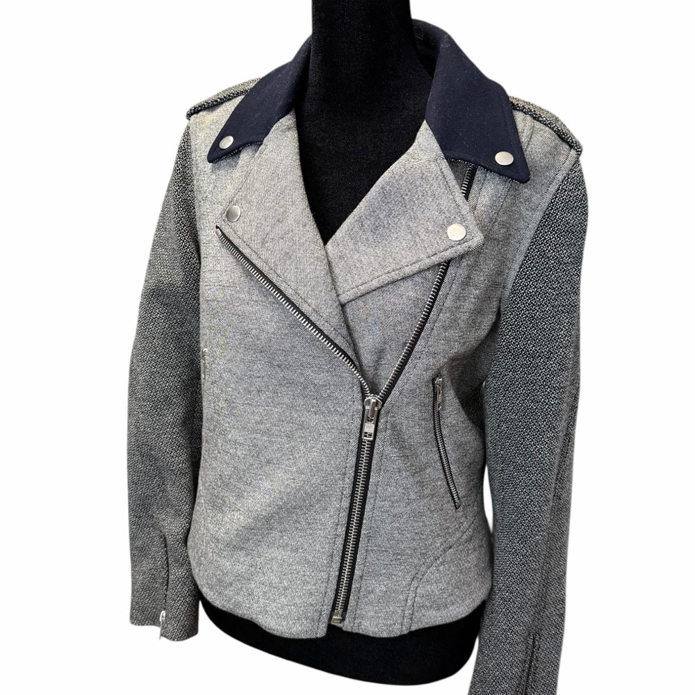 Theory Adashi K Moto Jacket Blazer Tweed Wool Quiet Luxury Business Casual Med - Picture 6 of 16